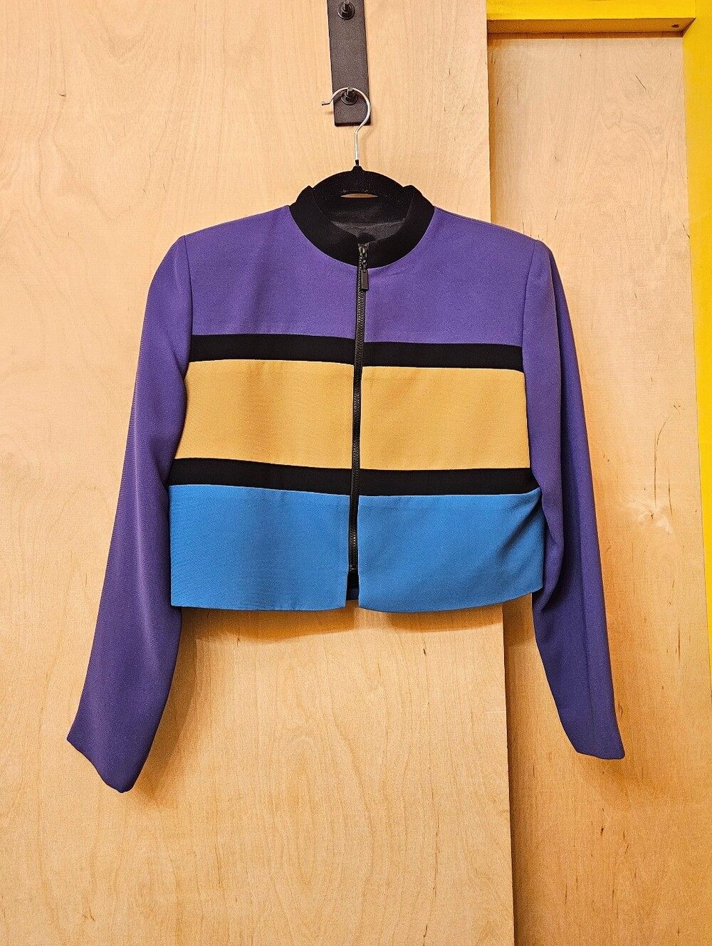 90s Purple Color Block Cropped Jacket